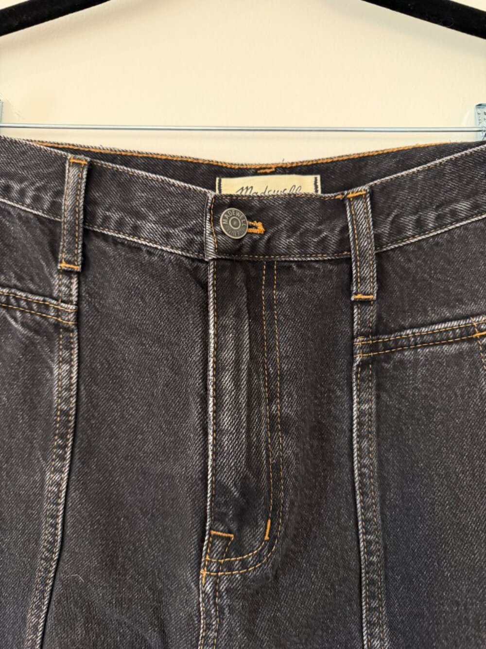 Madewell Baggy Straight Cargo Jeans Black Wash Size 28 - Picture 6 of 7